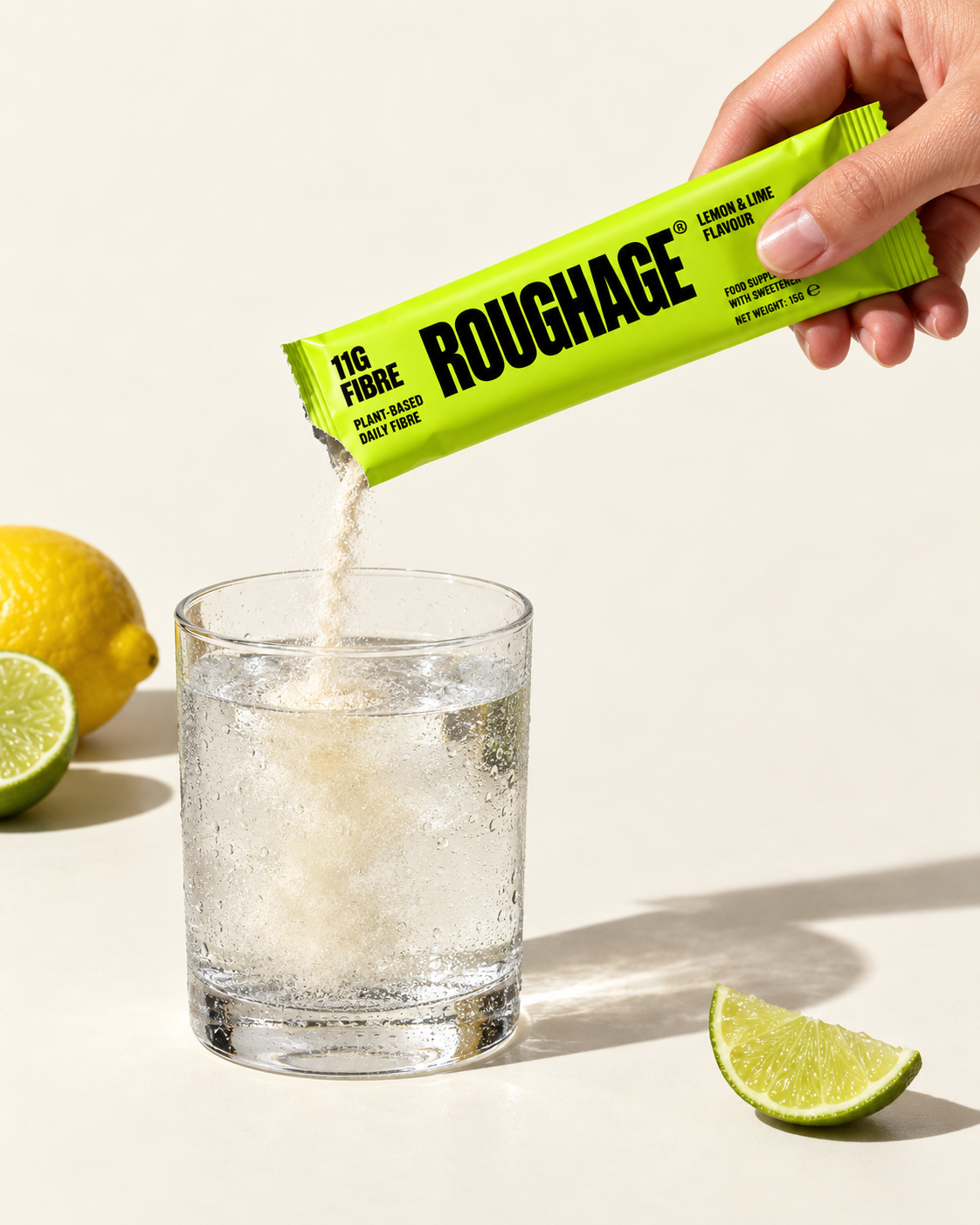 ROUGHAGE being poured into cold water